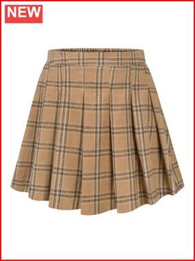 Plus Size Pleated Skater Mini Skirt Elastic Waist A-Line